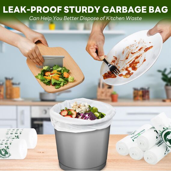 Biomüllbeutel Kleiner Biologisch Abbaubarer Müllsäcke 20 Liter Bin Bags 100Pcs 100% Recycled, Tough, Degradable, Compost Trash Rubbish Bags for Household, Toilet, Bedroom, Office, Kitchen Food Waste