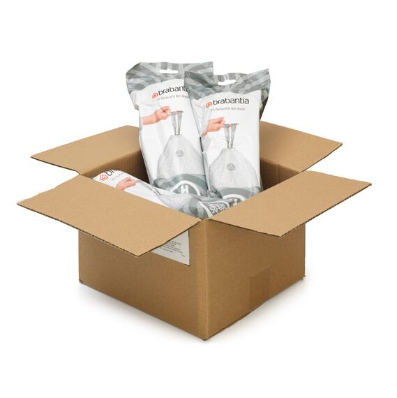 Brabantia Müllbeutel PerfectFit Multipack (Code H - 50l / 60L) Extra Starke Müllsäcke mit Zugband, 6 rollen (120 Müllbeutel)