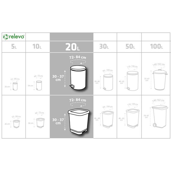 Relevo 60 Stück Müllbeutel 20 L - 100% Recycelt Mülltüten mit Zugband