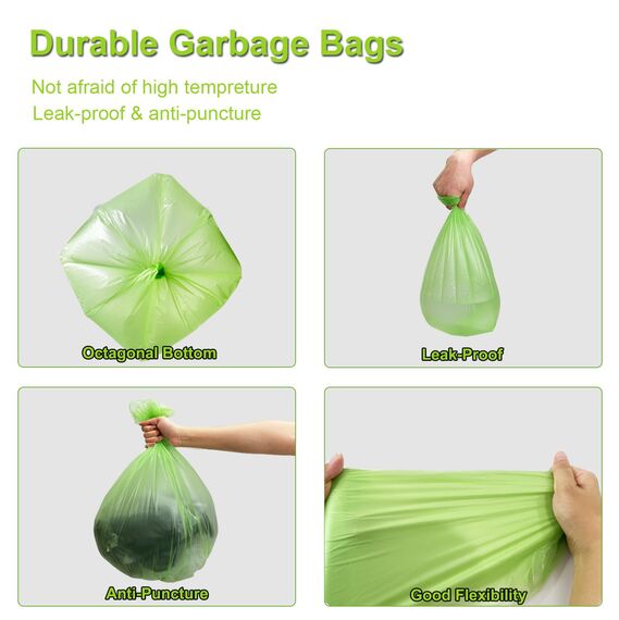 120 Stück Biomüllbeutel 20L, KITBEST Bio Beutel Müllsäcke Müllbeutel reißfeste, 5.2 gal extra starke Abfallsäcke Bio Müllbeutel Küchen Lebensmittel Abfallbeutel, Grün Biomüll Abfallbeutel (50x60cm)