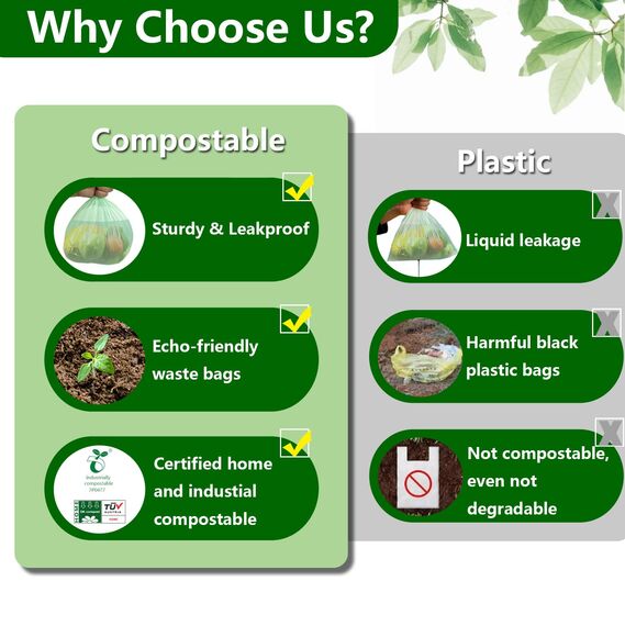 Kitbest biologisch abbaubare Lebensmittelabfallbeutel, 6 l, Kompostierbar, Küche, Müll, Müllbeutel
