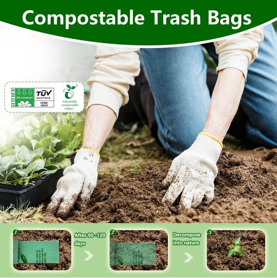 Kitbest biologisch abbaubare Lebensmittelabfallbeutel, 6 l, Kompostierbar, Küche, Müll, Müllbeutel