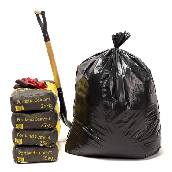 Relevo Robuste Müllsäcke, 150 l, robuste Müllbeutel mit einer Gewichtsfestigkeit von 100 kg, 100% recycelte, wasserabweisende Schuttsäcke