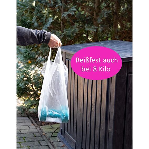 360 Stück Müllbeutel Premiumline: 50 Liter, 24er Pack, Größe: 60 x 70 cm - Besonders reißfest und wasserdicht - Mit Trage-Griff/Henkel