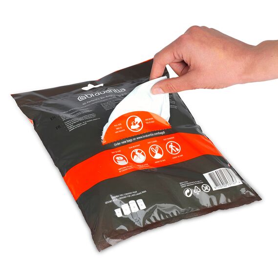 Brabantia Müllbeutel PerfectFit Spenderpackung (Code B / 5L) Extra Starke müllsäcke Mit Zugband (40 Müllbeutel)