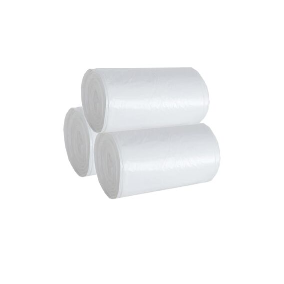 Müllbeutel Premiumline - Transparent/weiss und wasserdicht - Mit Trage-Griff/Henkel (10 Liter, 24er Pack)