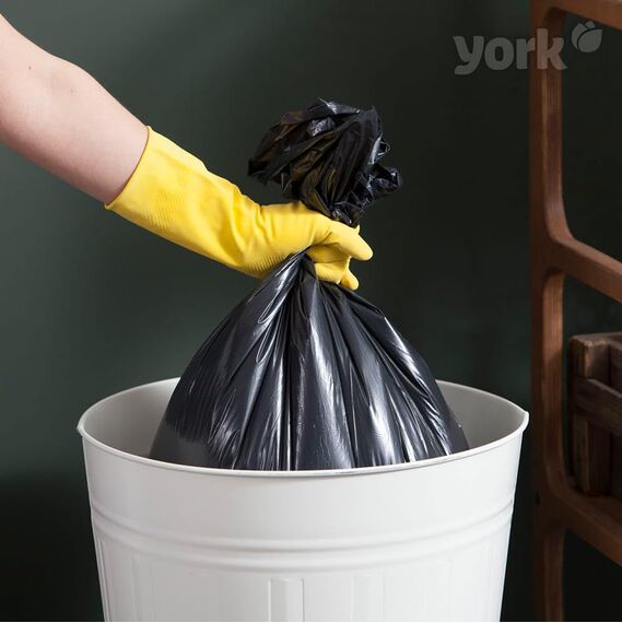 York Müllsäcke 35 L Müllbeutel 15 Stück Mülltüten Abfallsäcke Schwerlast Extra Stark Stabil Schwarz