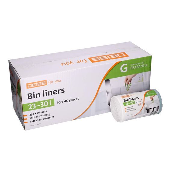 DEISS Müllbeutel 23-30 Liter für Brabantia Touch Bin (Größe G), 400 Stück
