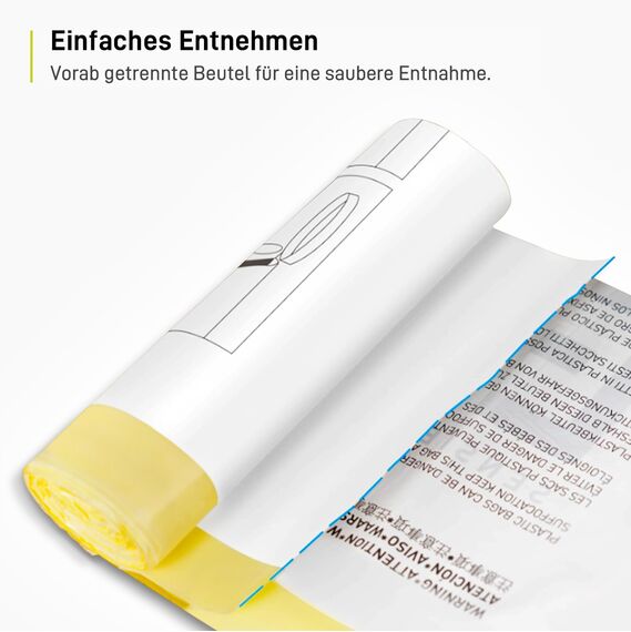 EKO Müllbeutel 25–35L, Reißfeste Müllsäcke mit praktischem Zugband, Größe E, Extra starke & dichte Mülltüten für Küchenmülleimer, 12 Stück, Weiß