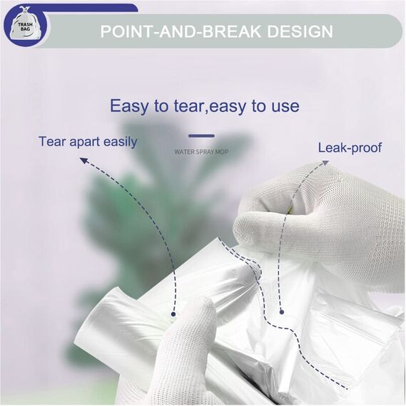 XUXRUS Müllbeutel 15l, 200 Stück Transparent Abfallbeutel für Büro, Haushalt und Bad - Reißfest & Flüssigkeitsdicht, Produkt & Verpackung recyclebar,5 Rollen