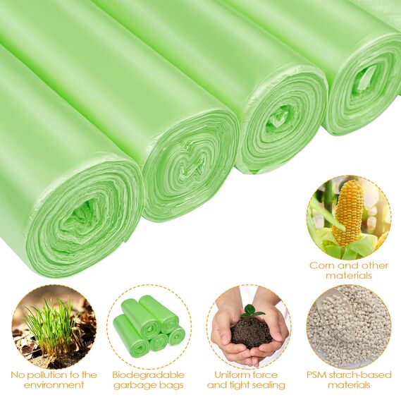 Tekenewbse 120 Stück Müllbeutel, Biomüllbeutel 20L, 45 x 50 cm Bio Müllsäcke, Mülltüten, Biomülltüten, Kompostierbare Müllbeutelm, Biomüllbeutel Papier, Biomüllsäcke, Müllsäcke, Trash Bags (Grün)