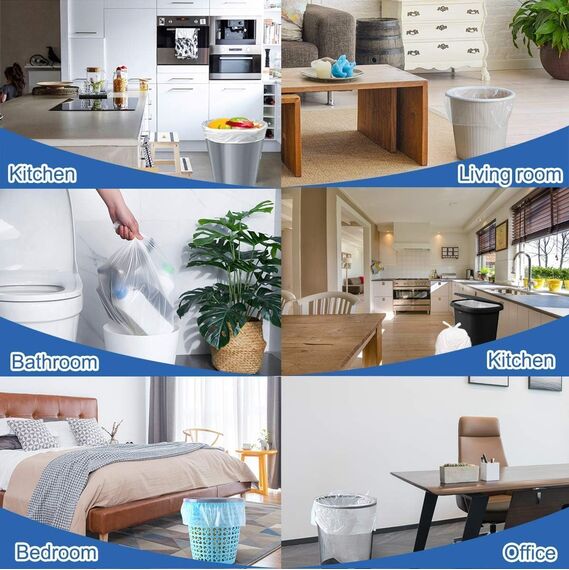 XUXRUS Müllbeutel 15L Mülltüten,100 Stück Weiß Abfallbeutel für Küchen,Wohnzimmer,Büro,Bad