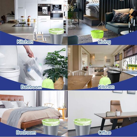 XUXRUS Biomüllbeutel 15Liter Bio Müllsäcke 100 Stück Grün Abfallsäcke Biomülltüten Kompostierbare Küchen Lebensmittel Abfallbeutel