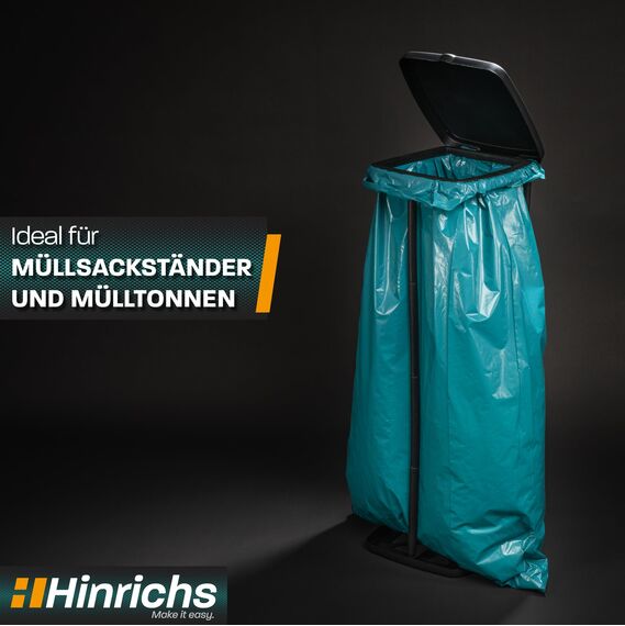Hinrichs Müllsäcke 120L extra Stark - 26er Rolle - 70x110 cm - Extrem reißfeste Müllbeutel - Mülltüten aus Recycling LDPE - Blaue Säcke - Abfallsäcke für Haushalt, Garten & Baustelle