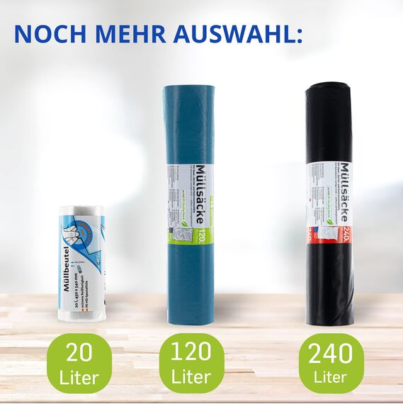 10 Rollen (1 Karton) Extra Starke Müllbeutel 120 L - Reißfeste Müllsäcke XXL - 25 STÜCK je Rolle - Stabile Mülltüten blau für Haushalt, Baustelle und Gastronomie als Abfallsack