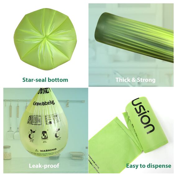 GreFusion Extra dick Biomüllbeutel 20 Liter x 85 biologisch abbaubarer Folienbeutel Kompostierbare Abfallbeutel