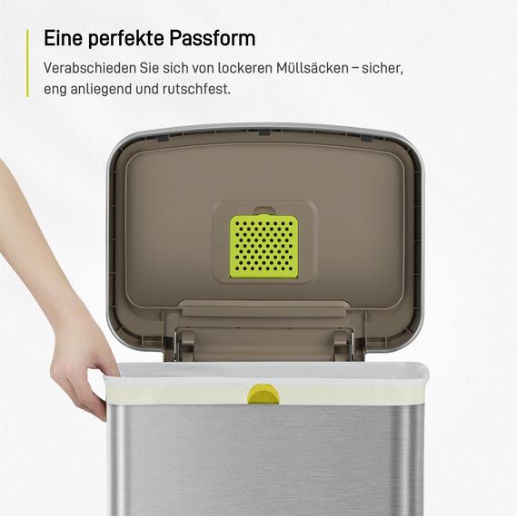 EKO reißfest Müllbeutel mit Zugband, 80 Liter Müllsäcke, 60 Beuteln, extra starken, Auslaufsichere und geruchsdichte Mülltüten mit sicherem Halt am Mülleimer, Schnellzugriffsbox, weiß, Größe G