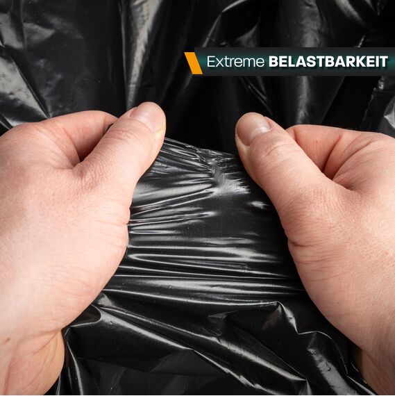 Hinrichs Müllsäcke 120L extra Stark - 15er Rolle - 70x110 cm - reißfeste Müllbeutel - Mülltüten aus Recycling LDPE - Abfallsäcke für Garten, Haushalt & Baustelle - 15 Stück Müllbeutel 120 L schwarz