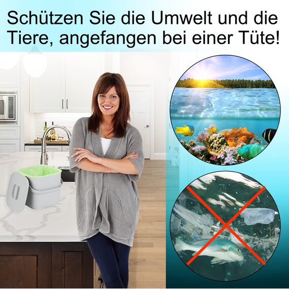 Müllsäcke kompostierbare müllbeutel-50pcs biomülltüten-50L: Aievrgad 13 gallon rubbish bag - 100% recycled, thick, biodegradable, compostable, for kitchen/home/garden green