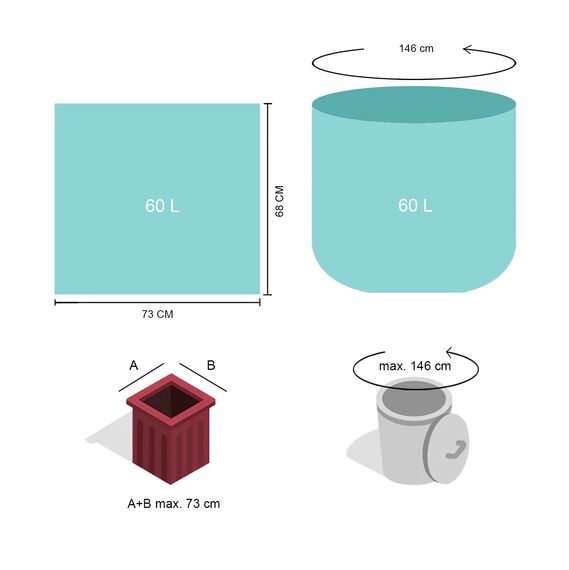 ZURAS 60 Liter Biomüllbeutel 75 Stk. kompostfähige, biologisch abbaubare Müllbeutel auf pflanzlicher Basis, DIN EN 13432 zertifiziert und geprüft, reißfest und wasserdicht