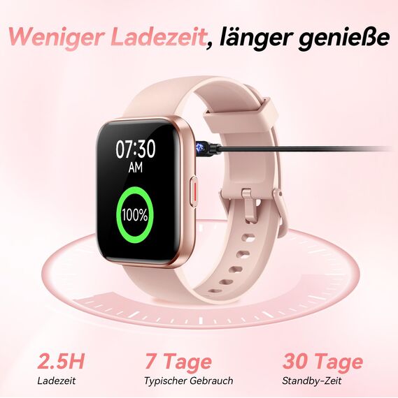 Smartwatch Damen mit Telefonfunktion, 1,8" Zoll Touchscreen Fitness Tracker 120+ Sportmodi IP68 Wasserdicht, Fitnessuhr mit Herzfrequenz Schlafmonitor Schrittzähler Smart Watch für iOS Android, Alexa