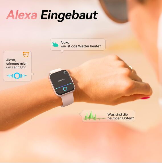 Smartwatch Damen mit Telefonfunktion, 1,8" Zoll Touchscreen Fitness Tracker 120+ Sportmodi IP68 Wasserdicht, Fitnessuhr mit Herzfrequenz Schlafmonitor Schrittzähler Smart Watch für iOS Android, Alexa