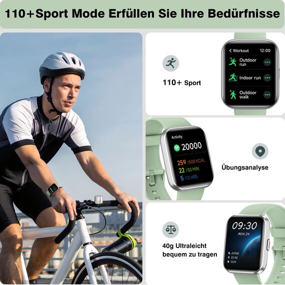 Smartwatch mit Telefonfunktion, Smartwatch für Damen Herren HD-Touch Screen Fitnessuhr mit Herzfrequenz SpO2 Schlafmonitor Schrittzähler, 200+ Sportmodi IP68 Wasserdicht Smart Watch für iOS Android