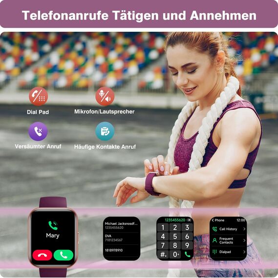 Fitpolo Smartwatch Damen mit Telefonfunktion, Smartwatch mit Alexa, 1.8" Fitness Tracker mit Herzfrequenz SpO2 Stress Schlafmonitor, Fitnessuhr IP68 Wasserdicht Sportuhr Damen für Android iOS