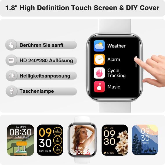 Fitpolo Smartwatch Herren Damen mit Telefonfunktion(Anrufe tätigen/empfangen), Smart Watch Damen Sportuhr mit 110+Sportmodi, Schrittzähler, Fitness Tracker für Anroid iOS, Alexa