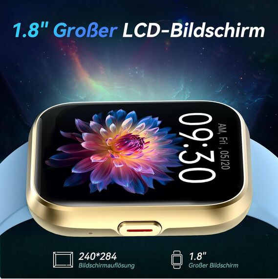 Fitpolo Smartwatch Damen mit Telefonfunktion, 1.8'' Alexa eingebaute Fitnessuhr Damen mit IP68 Wasserdicht,110+ Sportmodi Schrittzähler Uhr Damen mit Herzfrequenz/SpO2/Schlafmonitor, für Android&iOS