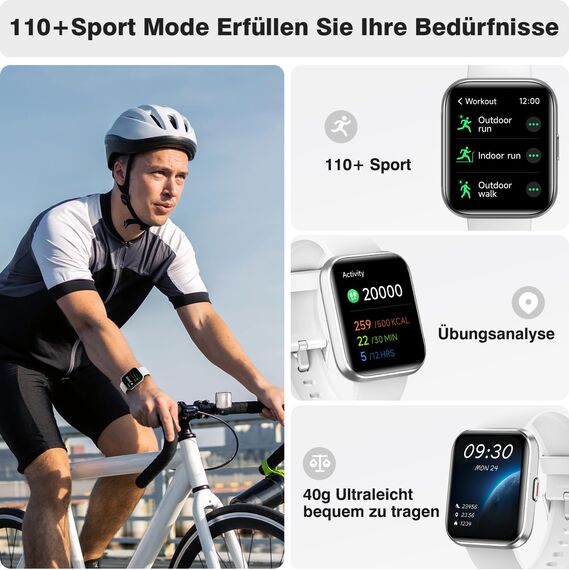 Fitpolo Smartwatch Herren Damen mit Telefonfunktion(Anrufe tätigen/empfangen), Smart Watch Damen Sportuhr mit 110+Sportmodi, Schrittzähler, Fitness Tracker für Anroid iOS, Alexa