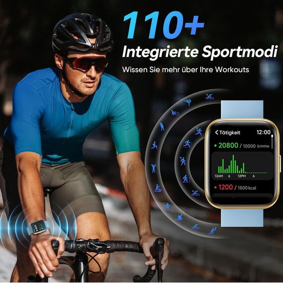 Fitpolo Smartwatch Damen mit Telefonfunktion, 1.8'' Alexa eingebaute Fitnessuhr Damen mit IP68 Wasserdicht,110+ Sportmodi Schrittzähler Uhr Damen mit Herzfrequenz/SpO2/Schlafmonitor, für Android&iOS