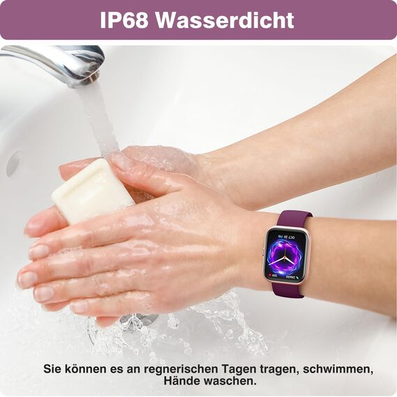 Fitpolo Smartwatch Damen mit Telefonfunktion, Smartwatch mit Alexa, 1.8" Fitness Tracker mit Herzfrequenz SpO2 Stress Schlafmonitor, Fitnessuhr IP68 Wasserdicht Sportuhr Damen für Android iOS