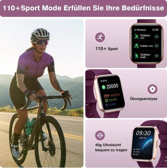 Fitpolo Smartwatch Damen mit Telefonfunktion, Smartwatch mit Alexa, 1.8" Fitness Tracker mit Herzfrequenz SpO2 Stress Schlafmonitor, Fitnessuhr IP68 Wasserdicht Sportuhr Damen für Android iOS