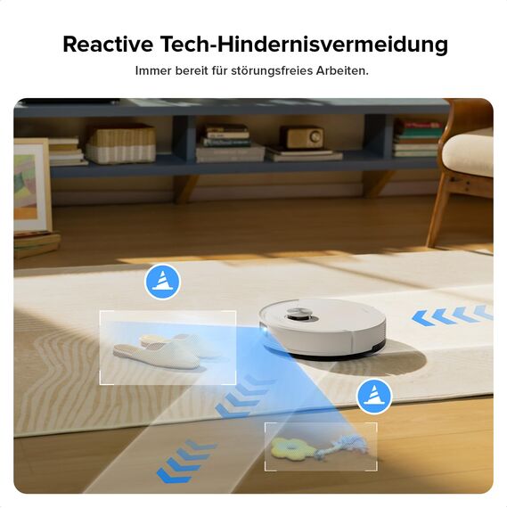 roborock Q10 S5 Saugroboter mit Wischfunktion, 10.000 Pa HyperForce Saugkraft, Dual Anti-Tangle System, Auto Lifting Mopping, Ideal für Tierhaare, Teppiche, Hartböden (Weiß)