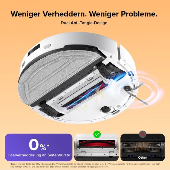 roborock Q10 S5 Saugroboter mit Wischfunktion, 10.000 Pa HyperForce Saugkraft, Dual Anti-Tangle System, Auto Lifting Mopping, Ideal für Tierhaare, Teppiche, Hartböden (Weiß)