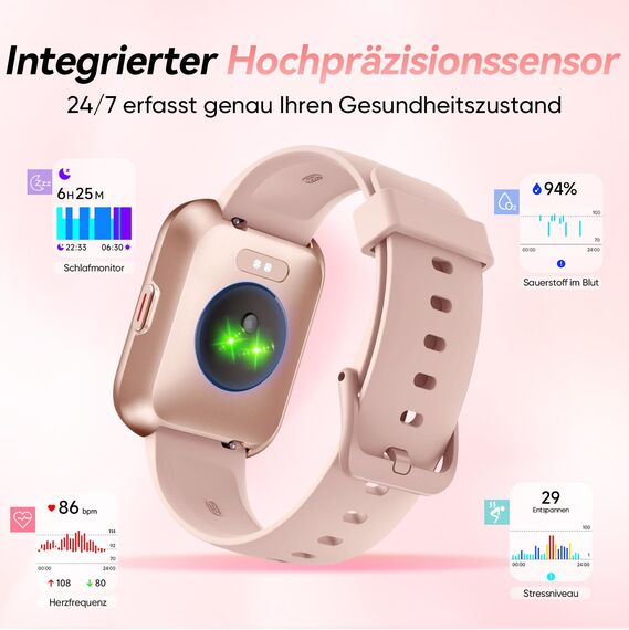 Smartwatch Damen mit Telefonfunktion, 1,8" Zoll Touchscreen Fitness Tracker 120+ Sportmodi IP68 Wasserdicht, Fitnessuhr mit Herzfrequenz Schlafmonitor Schrittzähler Smart Watch für iOS Android, Alexa