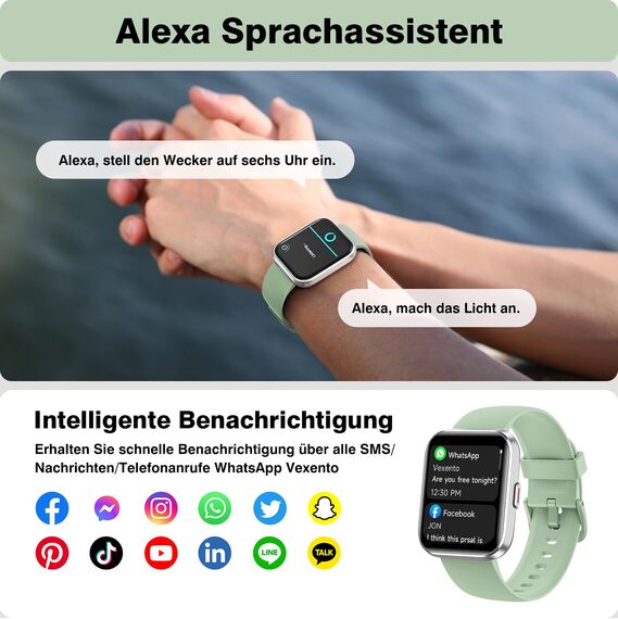 Smartwatch mit Telefonfunktion, Smartwatch für Damen Herren HD-Touch Screen Fitnessuhr mit Herzfrequenz SpO2 Schlafmonitor Schrittzähler, 200+ Sportmodi IP68 Wasserdicht Smart Watch für iOS Android