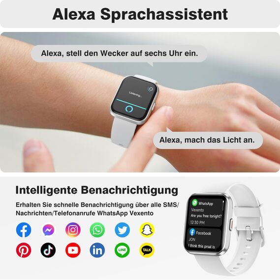 Fitpolo Smartwatch Herren Damen mit Telefonfunktion(Anrufe tätigen/empfangen), Smart Watch Damen Sportuhr mit 110+Sportmodi, Schrittzähler, Fitness Tracker für Anroid iOS, Alexa