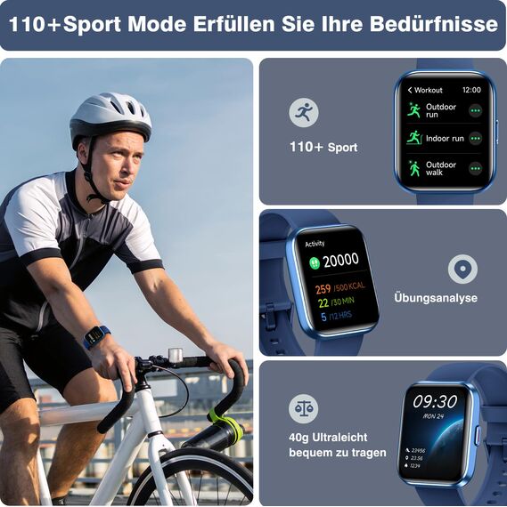 Fitpolo Smartwatch Herren Damen mit Telefonfunktion(Anrufe tätigen/empfangen), Fitness Tracker Sportuhr mit 110+Sportmodi, Puls/Schlaf-Monitor, Schrittzähler, Smart Watch mit Alexa für Android iOS