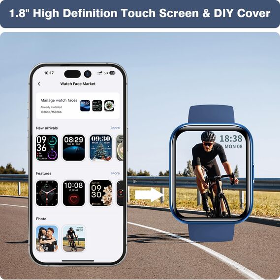 Fitpolo Smartwatch Herren Damen mit Telefonfunktion(Anrufe tätigen/empfangen), Fitness Tracker Sportuhr mit 110+Sportmodi, Puls/Schlaf-Monitor, Schrittzähler, Smart Watch mit Alexa für Android iOS