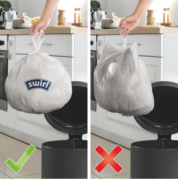 Swirl Reißfest & Dicht Tragegriff Müllbeutel 20 l (4 x 20 Beutel), tropfsichere Müllsäcke für den Hausmüll, reißfeste Mülltüten mit praktischem Tragegriff