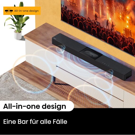 Hisense Bundle of 85E6NT 214,78cm (85 Zoll) Fernseher, 4K UHD Smart TV, Precision Colour, HDR HS2000 2.1 Kanal Soundbar mit integriertem Subwoofer, 240W, Dolby Audio, Bluetooth