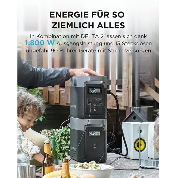 EF ECOFLOW Delta 2 Zusatzakku 1024Wh erweiterbare Energie für, Camping, Notfallstrom Zuhause, Wohnmobil, Delta 2 EB