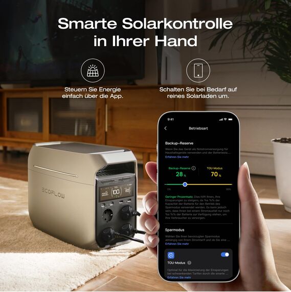 EF ECOFLOW DELTA 3 Plus Tragbare Powerstation 1024 Wh mit 220W Solarpanel, 1000W Solareingang, Solargenerator für Camping & Wohnmobil, Kleine Verpackungsmängel, Produkt unbenutzt (Generalüberholt)