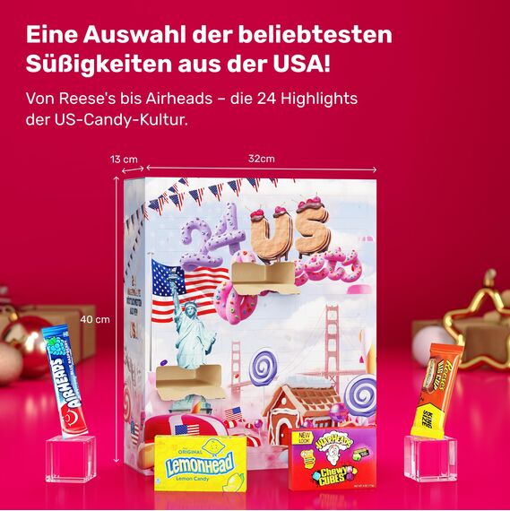 UMBRELLA® USA Adventskalender 2025 [ORIGINAL US CANDY] – 24 amerikanische Süßigkeiten & Snacks – US Sweets Adventskalender für Kinder, Jugendliche