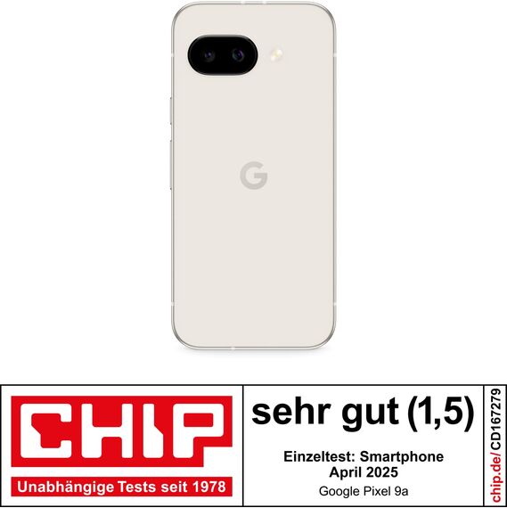 Google Pixel 9a: Android-Smartphone ohne SIM-Lock, mit KI-Kamera, 24 Stunden Akkulaufzeit und leistungsstarken Sicherheitsfunktionen – Porcelain, 128GB