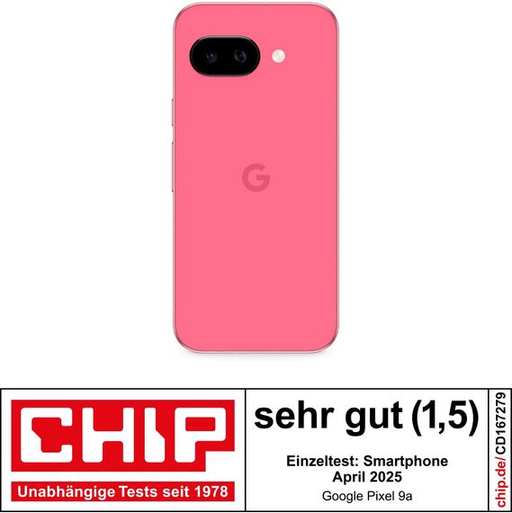Google Pixel 9a: Android-Smartphone ohne SIM-Lock, mit KI-Kamera, 24 Stunden Akkulaufzeit und leistungsstarken Sicherheitsfunktionen – Peony, 128GB