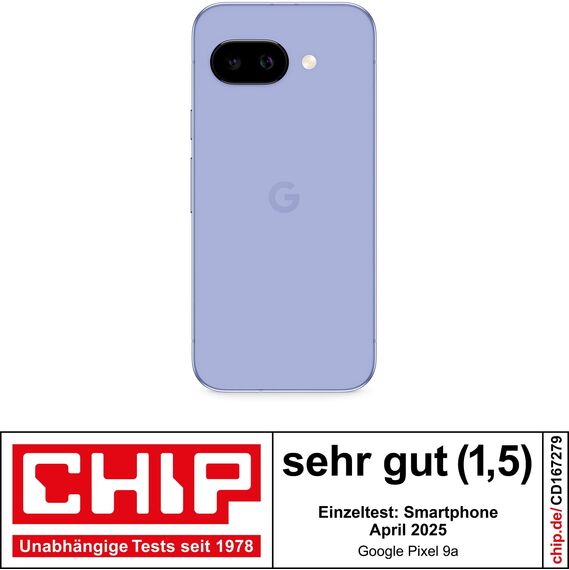 Google Pixel 9a: Android-Smartphone ohne SIM-Lock, mit KI-Kamera, 24 Stunden Akkulaufzeit und leistungsstarken Sicherheitsfunktionen – Iris, 256GB