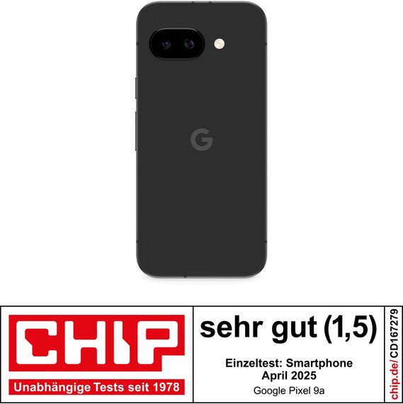 Google Pixel 9a: Android-Smartphone ohne SIM-Lock, mit KI-Kamera, 24 Stunden Akkulaufzeit und leistungsstarken Sicherheitsfunktionen – Obsidian, 128GB